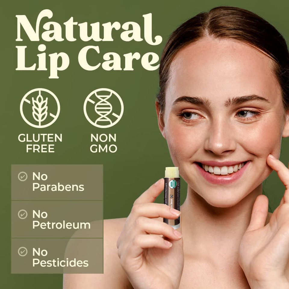 Usda Organic Lip Balm 4-Pack By Earth'S Daughter - Vanilla Flavor, Beeswax, Coconut Oil, Vitamin E - Best Lip Repair Chapstick For Dry Cracked Lips