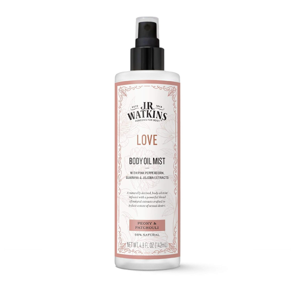 J.R. Watkins Love Body Oil Mist, Hydrates Skin And Boosts Stimulation, Natural Peony & Patchouli, 4.8 Oz4.8 Fl Oz (Pack Of 1)