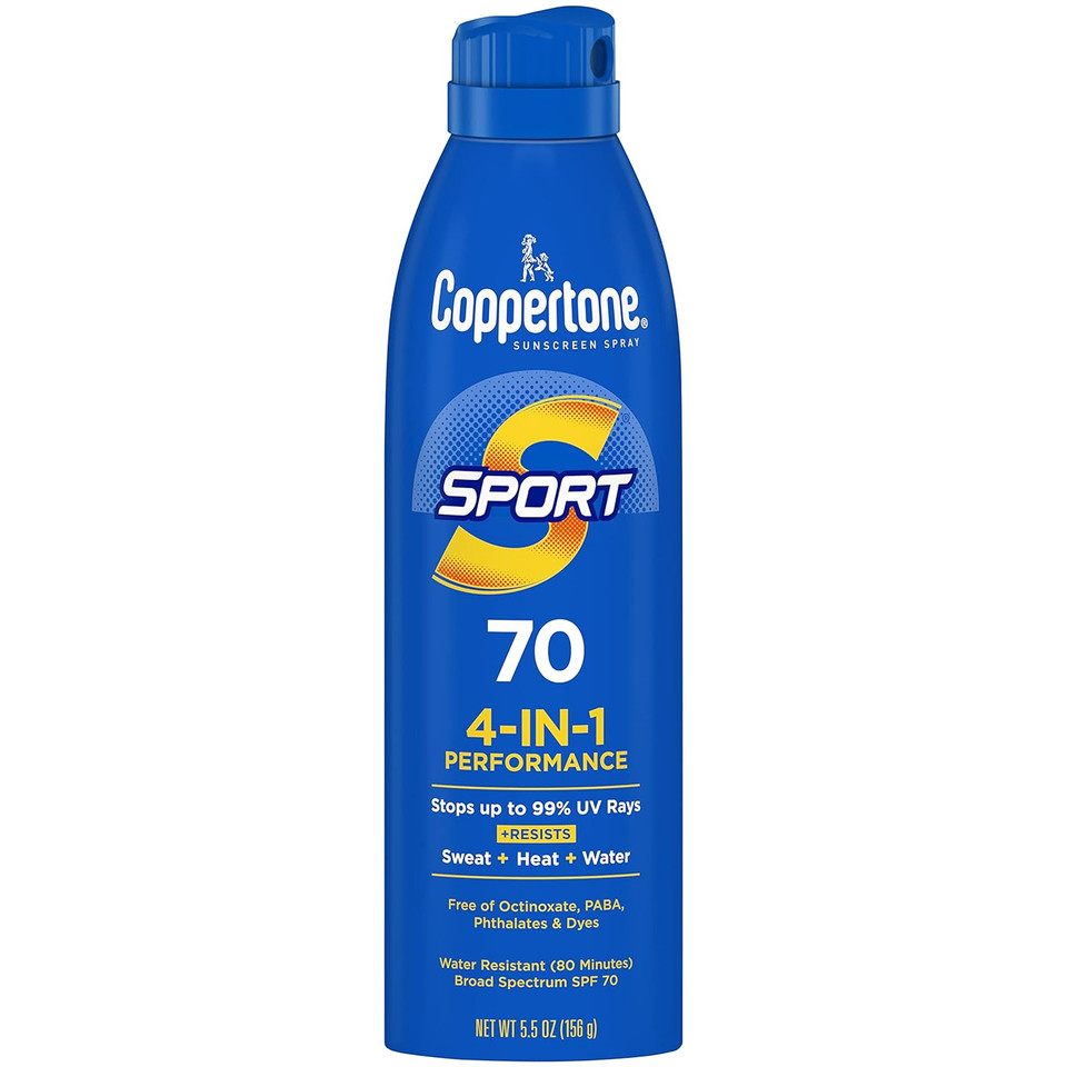 Coppertone Sport Sunscreen Spray Spf 70, Water Resistant, Continuous Spray Sunscreen, Broad Spectrum Spf 70 Sunscreen, 5.5 Oz Spray