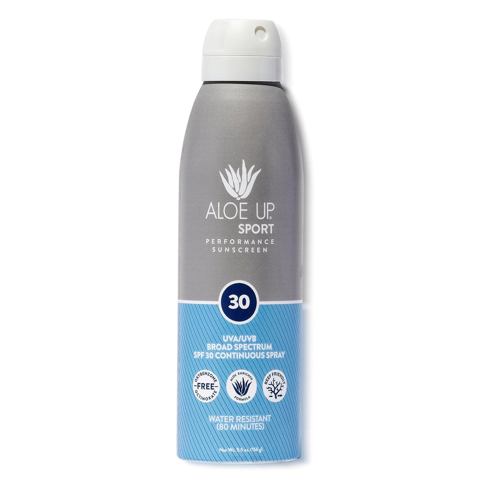 Aloe Up Sport Continuous Spray Sunscreen Spf 30 - Broad Spectrum Uva/Uvb Sunscreen Protector For Face And Body - With Aloe Vera Gel - Fast Absorbing Sheer Formula - Reef Safe - Fragrance-Free - 6 Oz Aloe Up Sport Continuous Spray Sunscreen Spf 30 - Broad Spectrum Uva/Uvb Sunscreen Protector For Face And Body - With Aloe Vera Gel - Fast Absorbing Sheer Formula - Reef Safe - Fragrance-Free - 6 Oz