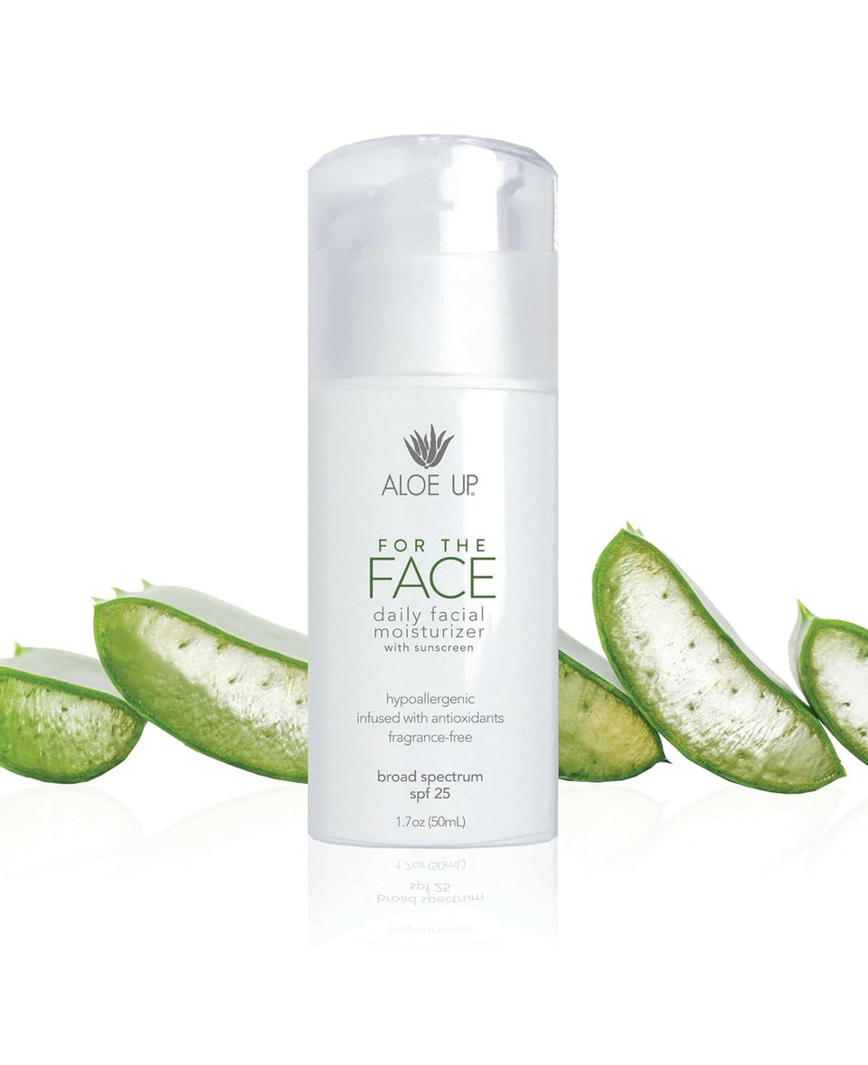 Aloe Up For The Face Daily Moisturizer With Spf 25 Sunscreen - Alcohol-Free Broad Spectrum Facial Lotion With Aloe Vera Gel - Dries Fast - Reef Friendly - For All Skin Types - Fragrance-Free - 1.7 Oz