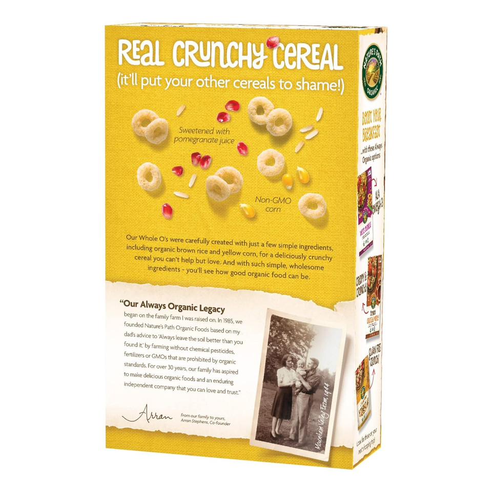 Nature'S Path Organic Gluten Free Whole O'S Cereal, 11.5 Ounce, Non-Gmo, 19G Whole Grains, Low Fat