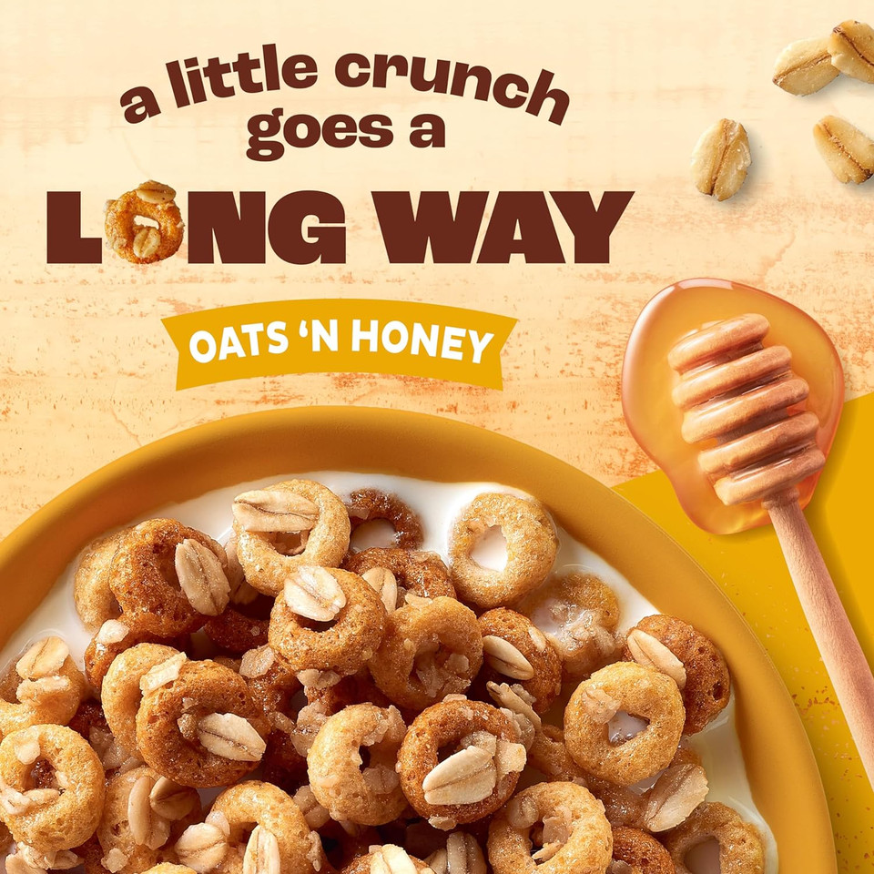 Cheerios Oat Crunch Oats & Honey Oat Breakfast Cereal, Large Size, 18.2 Oz
