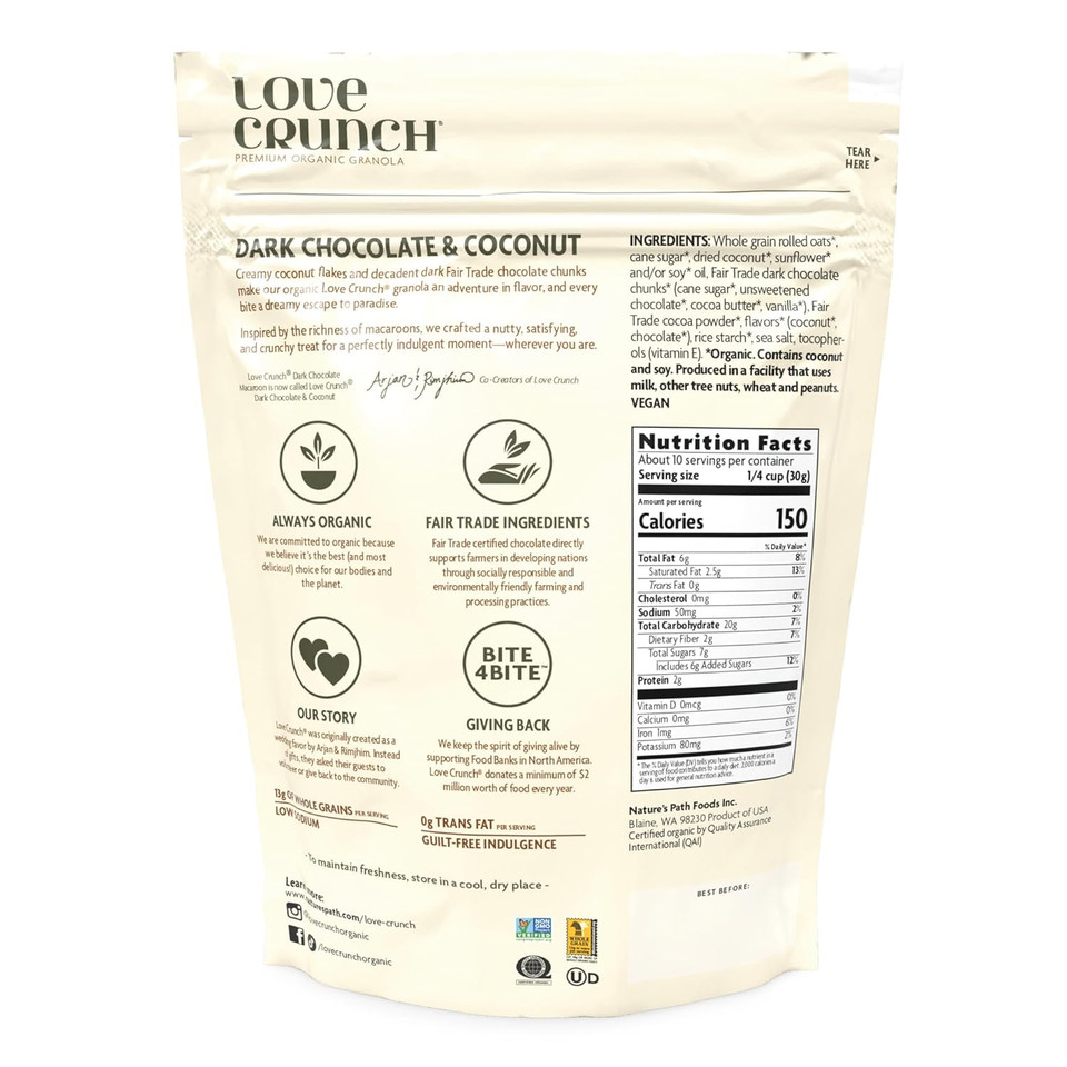 Love Crunch Organic Dark Chocolate & Coconut Granola, Non-Gmo, Fair Trade, By Nature'S Path, 11.5 Ounce (Pack Of 1)