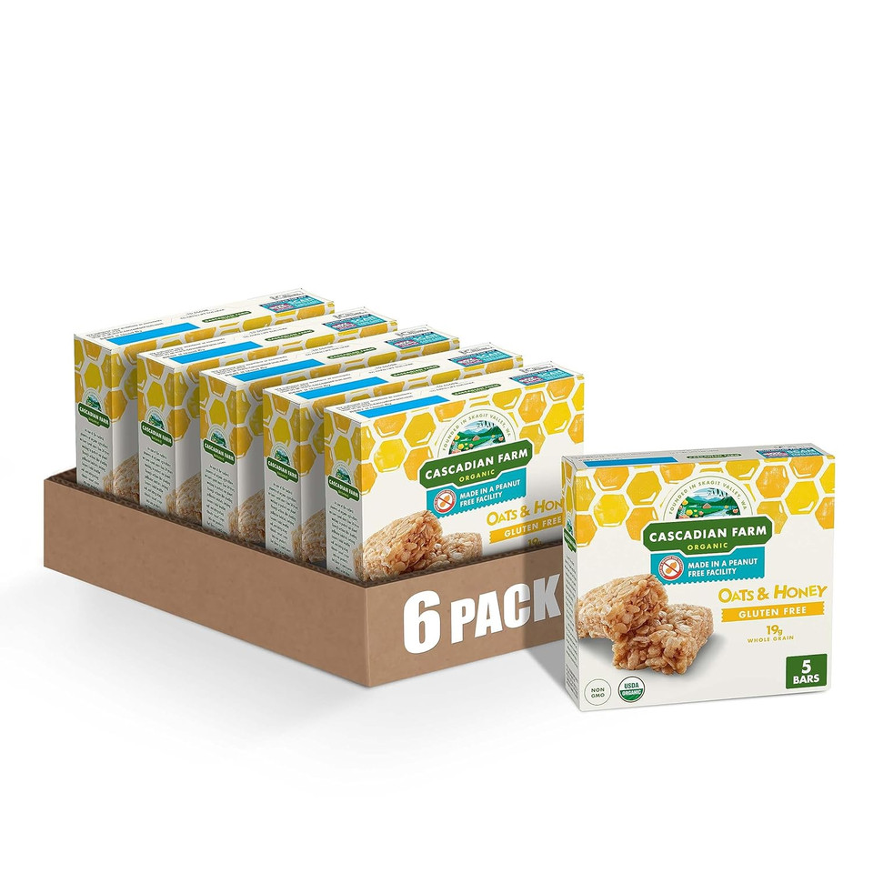 Cascadian Farm Organic Granola Bar, Oats And Honey, 5 Bars, 6 Oz (Pack Of 6)