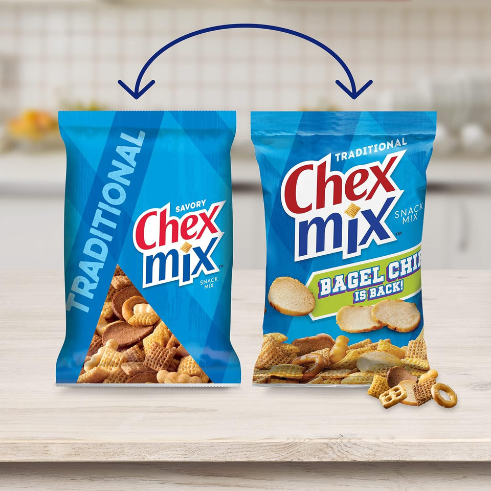 Chex Mix Snack Mix, Traditional, Savory Snack Bag, Family Size, 15 oz (Pack of 8)