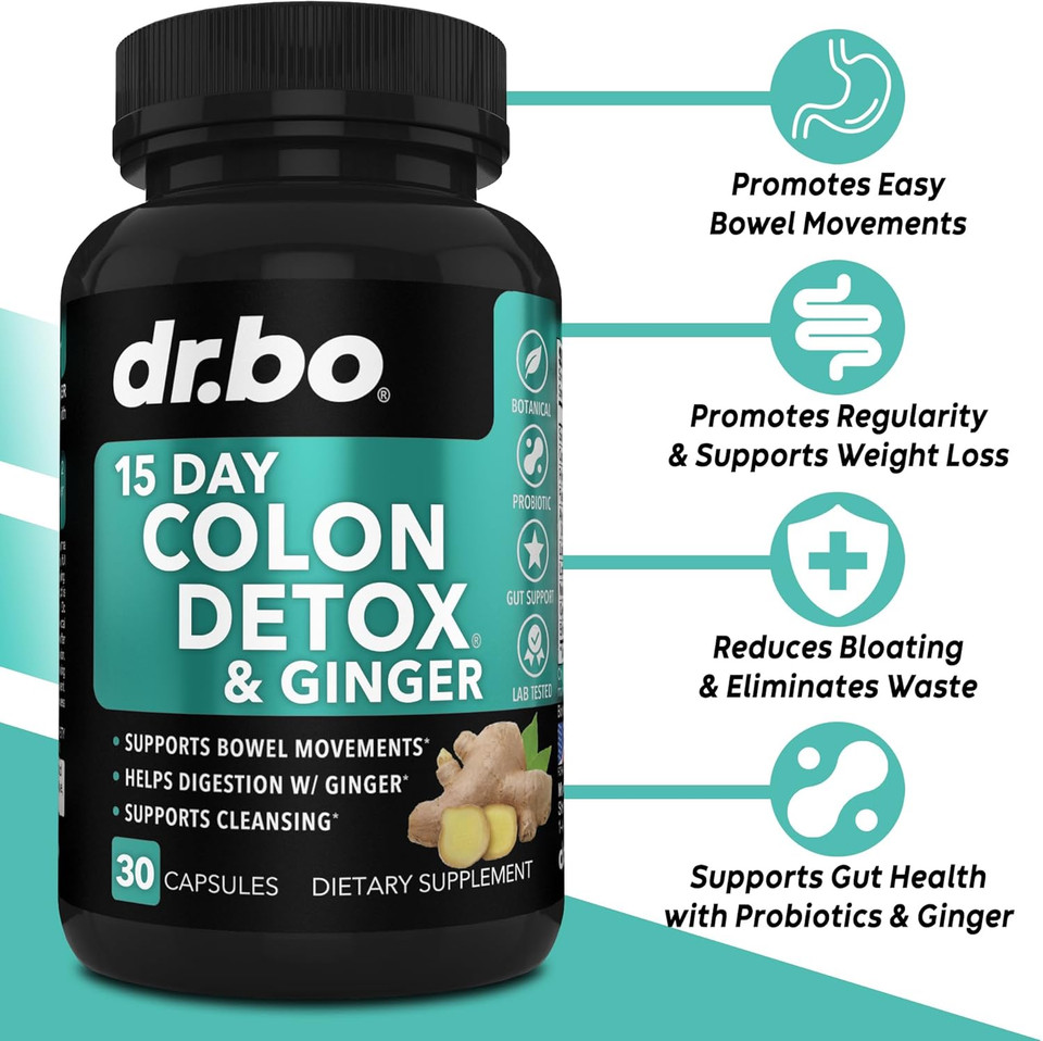 Colon Cleanser Detox For Weight Flush - 15 Day Colon Cleanse Pills With Ginger - Fast Natural Laxative, Constipation Relief, Bowel Movement Supplements For Intestinal Stomach Bloating Gut Loss Support