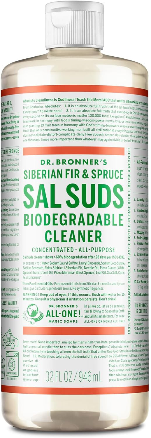Dr. Bronner'S - Sal Suds Biodegradable Cleaner (32 Ounce) - All-Purpose Cleaner, Pine Cleaner For Floors, Laundry And Dishes, Cuts Grease And Dirt