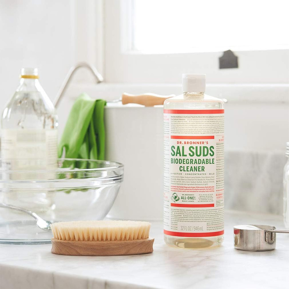 Dr. Bronner'S - Sal Suds Biodegradable Cleaner (32 Ounce) - All-Purpose Cleaner, Pine Cleaner For Floors, Laundry And Dishes, Cuts Grease And Dirt
