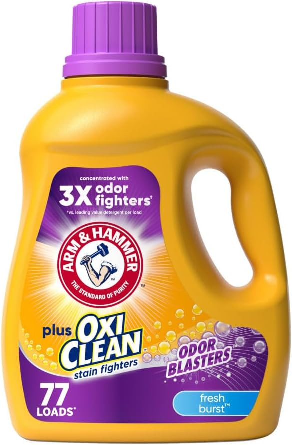 Arm & Hammer Plus Oxiclean Odor Blasters Fresh Burst, 77 Loads Liquid Laundry Detergent, 100.5 Fl Oz