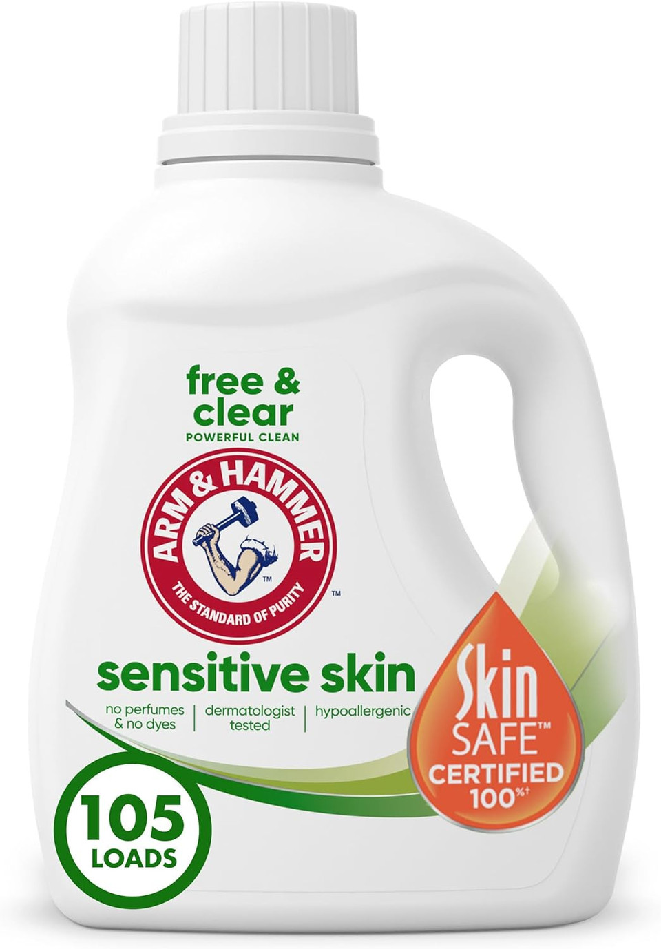 Arm & Hammer Sensitive Skin Free & Clear, 105 Loads Liquid Laundry Detergent, 105 Fl Oz