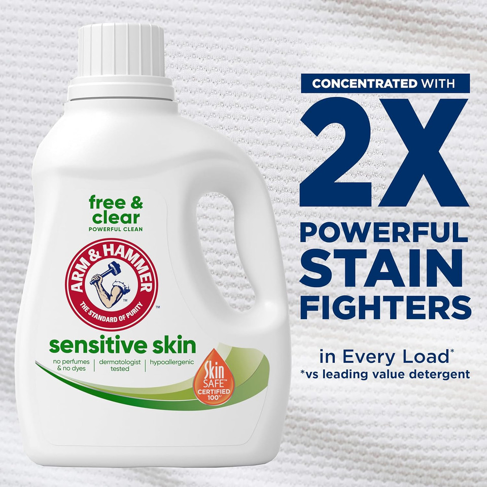 Arm & Hammer Sensitive Skin Free & Clear, 105 Loads Liquid Laundry Detergent, 105 Fl Oz