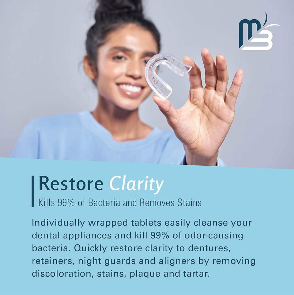 Retainer Cleanser Tablets Cleaner Fsa Hsa Approved Remove Odors Discoloration Stains And Plaque 2 Month Supply Denture Cleansers Retainers Mouth Guards Denture Bath Mint By M3 Naturals