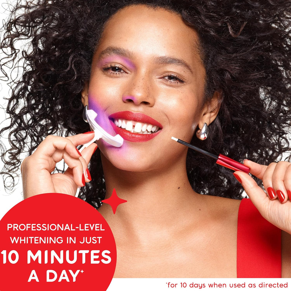 Colgate Optic White Comfortfit Teeth Whitening Kit With Led Light And Whitening Pen, Led Teeth Whitening Kit, Enamel Safe, Works With Iphone And Android