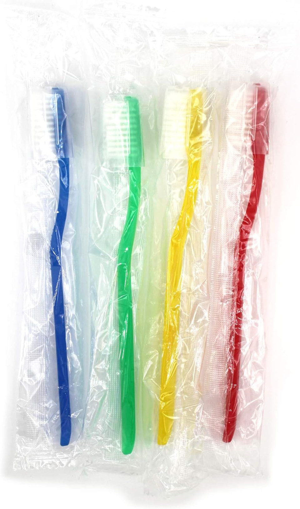 250 Freshmint Toothbrushes With Clear Travel Cap, Soft Nylon Bristles, Individually Wrapped, Assorted Colors