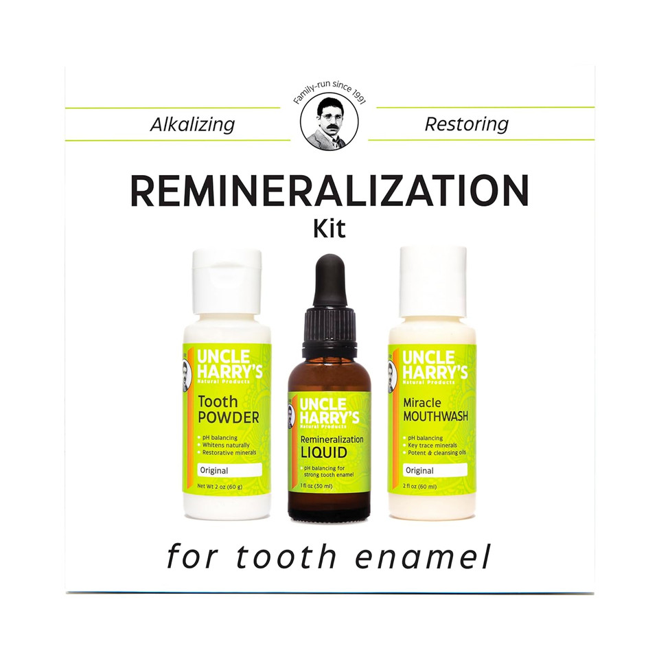 Uncle Harry'S Natural Remineralization Kit For Tooth Enamel & Mineral - 3 Products Strengthen Weak Enamel & Correct Oral Care Issues (1 Kit)