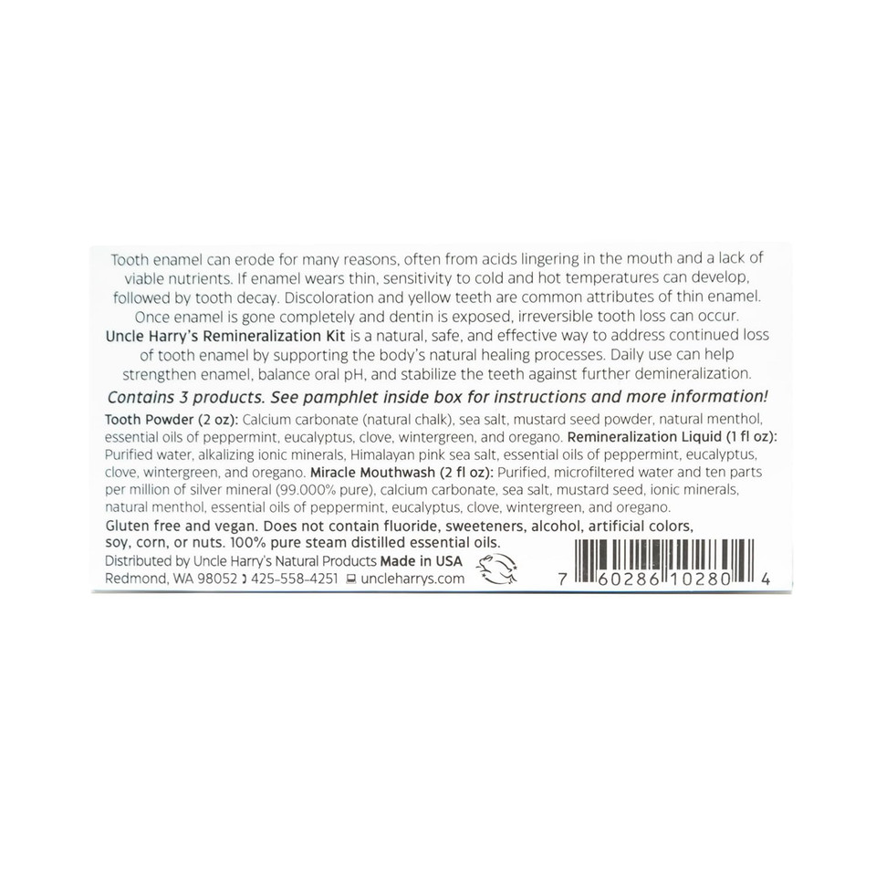 Uncle Harry'S Natural Remineralization Kit For Tooth Enamel & Mineral - 3 Products Strengthen Weak Enamel & Correct Oral Care Issues (1 Kit)