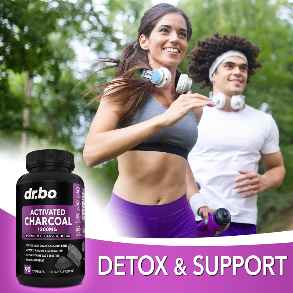 Activated Charcoal Capsules Cleanse Detox - 1200Mg Organic Coconut Charcoal Pills For Stomach Gas And Bloating Relief For Men Women Kids - Active Charcoal Capsules Powder Binder Supplements For Gut