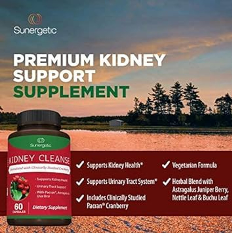 Premium Kidney Cleanse Supplement ÃÂ Powerful Kidney Support Formula With Cranberry Extract Helps Support Healthy Kidneys & Urinary Tract Supportã¢Â 60 Vegetarian Capsules