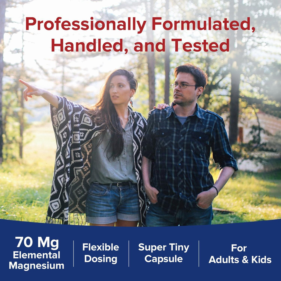 Newrhythm Magnesium Glycinate, 70 Mg Elemental Magnesium, Flexible Dose, Natural Relaxation Support For Adults & Kids, Superior Tiny Caps, Best Absorption, 120 Vegan Caps
