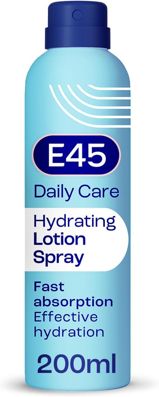 E45 Spray Moisturiser 200 ml - Daily Lotion Moisturiser Spray for Dry Sensitive Skin - Fast Absorbing Body Lotion Spray Moisturiser for Soft Skin and Lasting Hydration  Suitable for Eczema Prone Skin