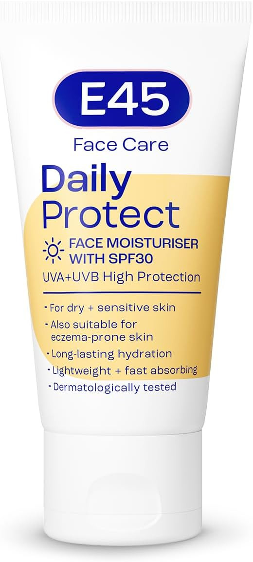 E45 SPF Face Moisturiser - Hydrating Facial Moisturiser SPF 30 Protection Against UVA & UVB Rays - SPF Face Cream for Dry Skin, Sensitive Skin and Eczema Prone Skin - SPF Day Cream 50 ml