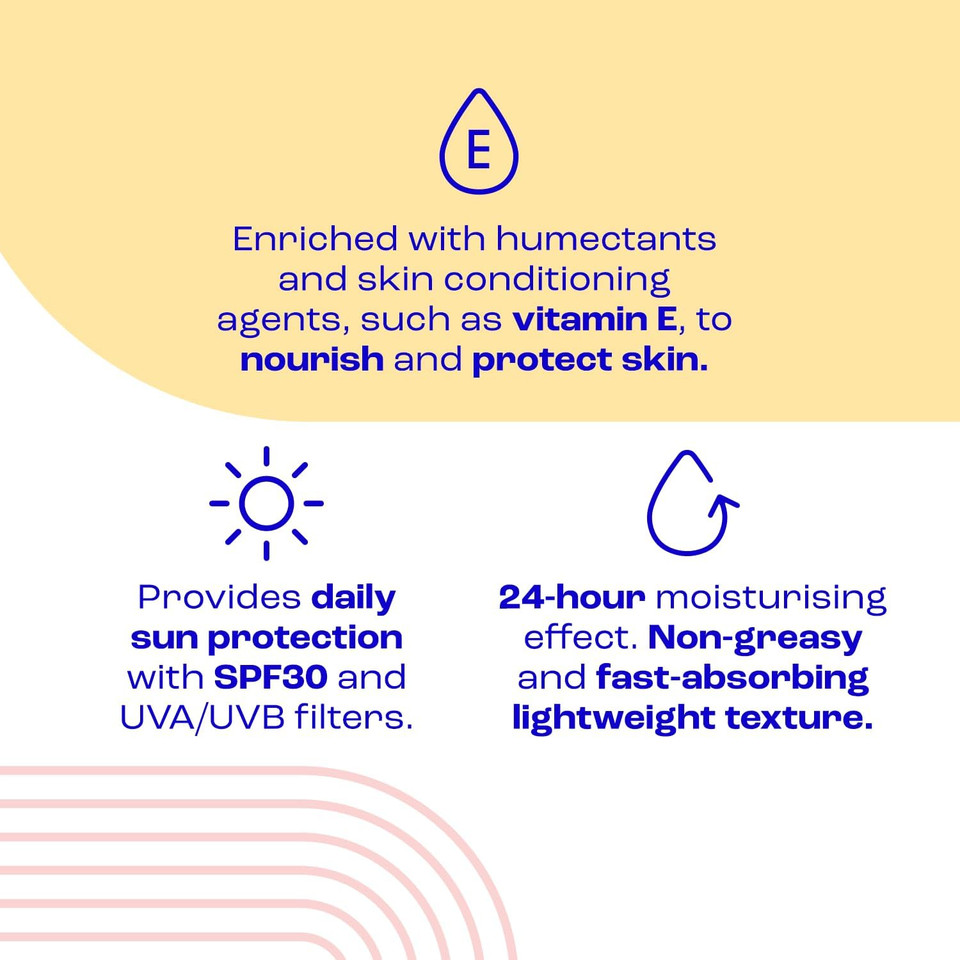 E45 SPF Face Moisturiser - Hydrating Facial Moisturiser SPF 30 Protection Against UVA & UVB Rays - SPF Face Cream for Dry Skin, Sensitive Skin and Eczema Prone Skin - SPF Day Cream 50 ml