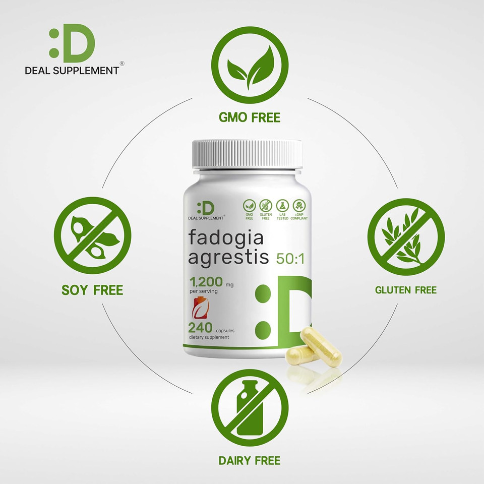 Deal Supplement Fadogia Agrestis 1,200 Mg Per Serving, 240* Capsules  50:1 Extract From Root, Plant Based, Highly Purified And Bioavailable  Gluten Free, Non-Gmo, Third Party Tested