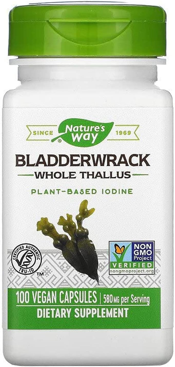 Nature'S Way Premium Herbal Bladderwrack Whole Thallus 580 Mg, 100 Count (Pack Of 2)