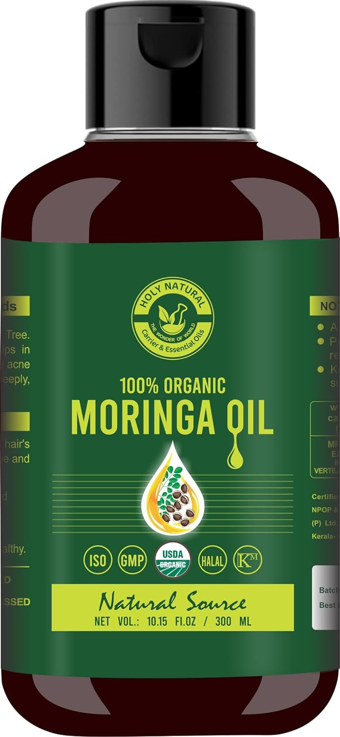 Organic Moringa Oil (10.15 Fl Oz/ 300Ml) Usda Certified, 100% Pure & Natural, Virgin, Cold Pressed I Good For Skin, Hair And Body10.15 Fl Oz (Pack Of 1)