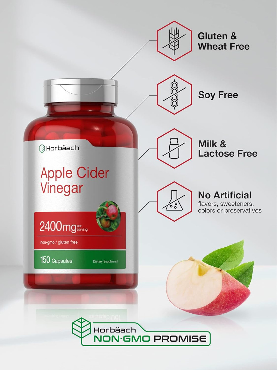 Horbã£Â¤Ach Apple Cider Vinegar Capsules | 2400Mg | 150 Count | Non-Gmo, Gluten Free Supplement