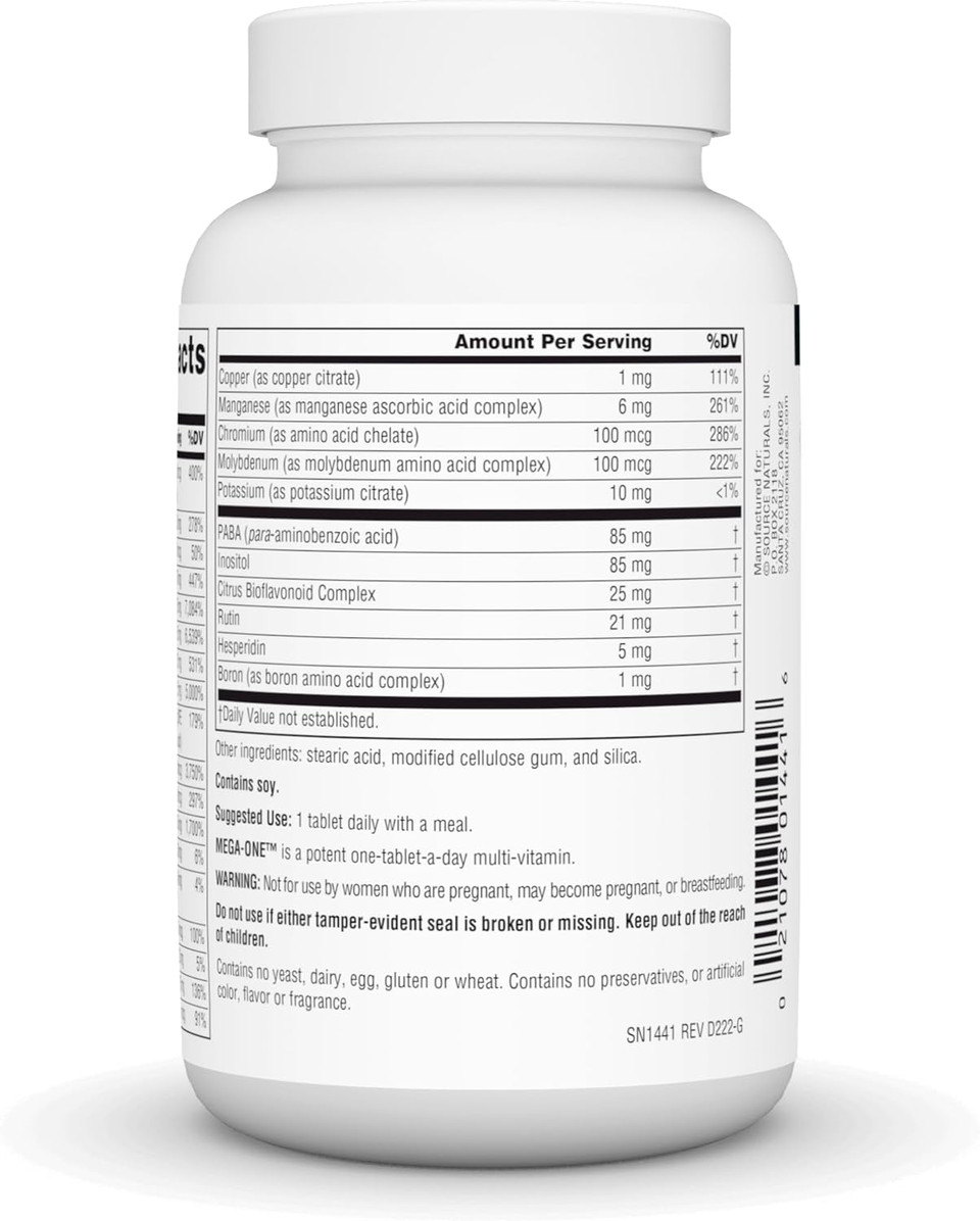 Source Naturals Mega-One Multiple No Iron Tablet, 60 Count
