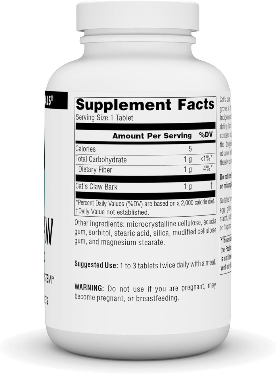 Source Naturals Cat'S Claw Bark Una De Gato 1000 Mg Dietary Supplement - Supports Immune System - 120 Tablets