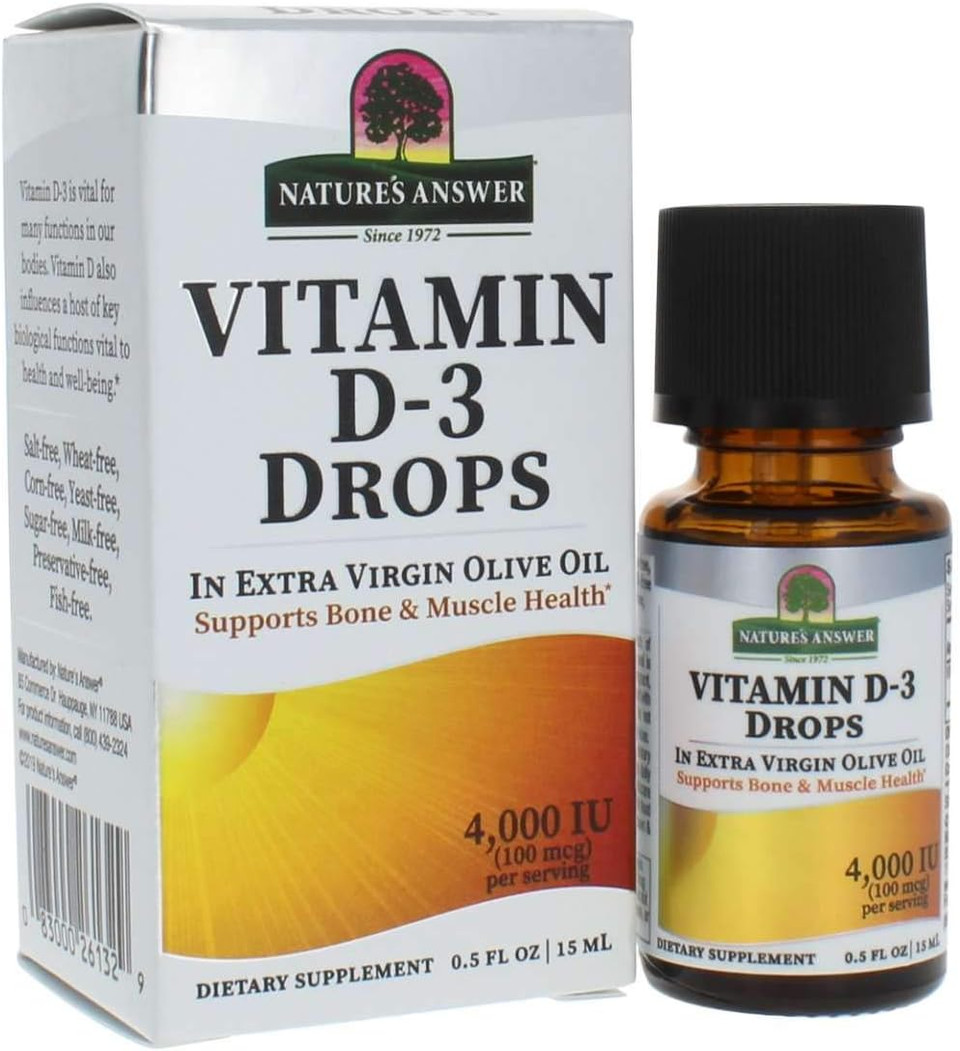 Nature'S Answer Vitamin D-3 Drops 4000 Iu 0.5 Fluid Ounce | Natural Immune Booster | Promotes Muscle And Bone Function | Supports Cardiovascular Health