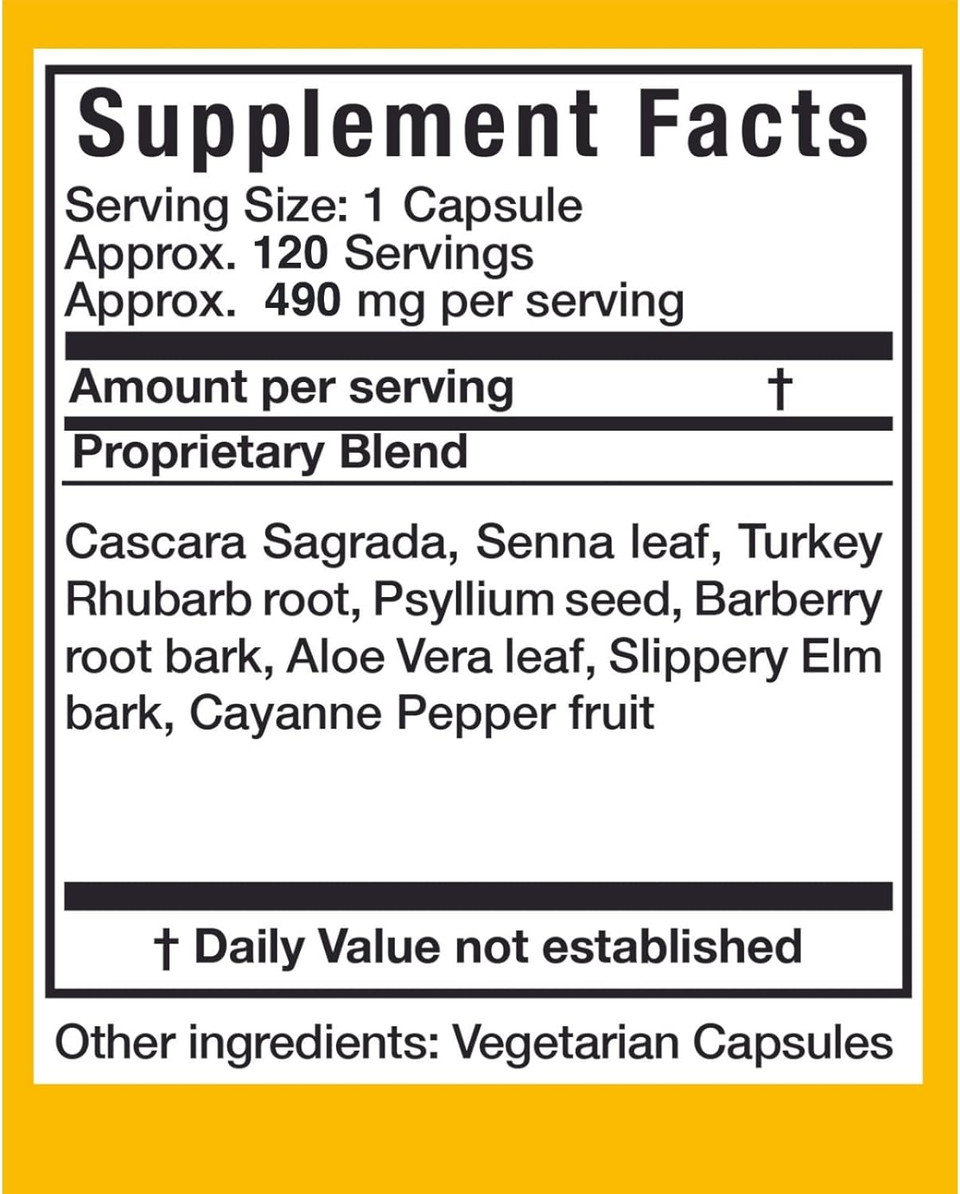 Speedyviteã¢Â® Turkey Rhubarb Formula | Supports Bowel Function* | Colon Detox And Cleanse Formula | Contains Cascara Sagrada, Senna, Psyllium, Aloe Vera, Slippery Elm And More (1X 120 Veg Caps)