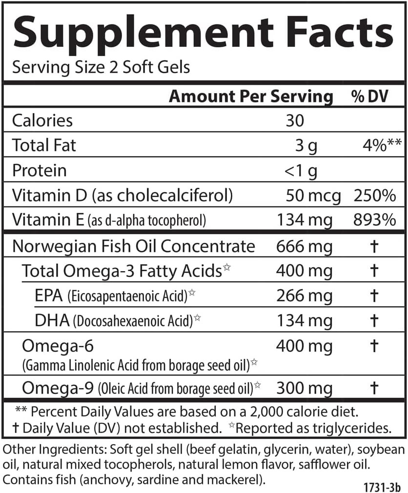 Carlson - Omega Complete Gems, Omega-3-6-9, Wild Caught, Sustainably Sourced, Heart Health, Joint Function & Immune Support, 180 Softgels