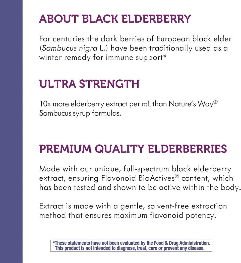 Nature'S Way Sambucus Elderberry Drops With Ultra Strength Elderberry, Immune Support*, Made From 6400Mg Of Elderberries Per 1 Ml, 1 Fl. Oz