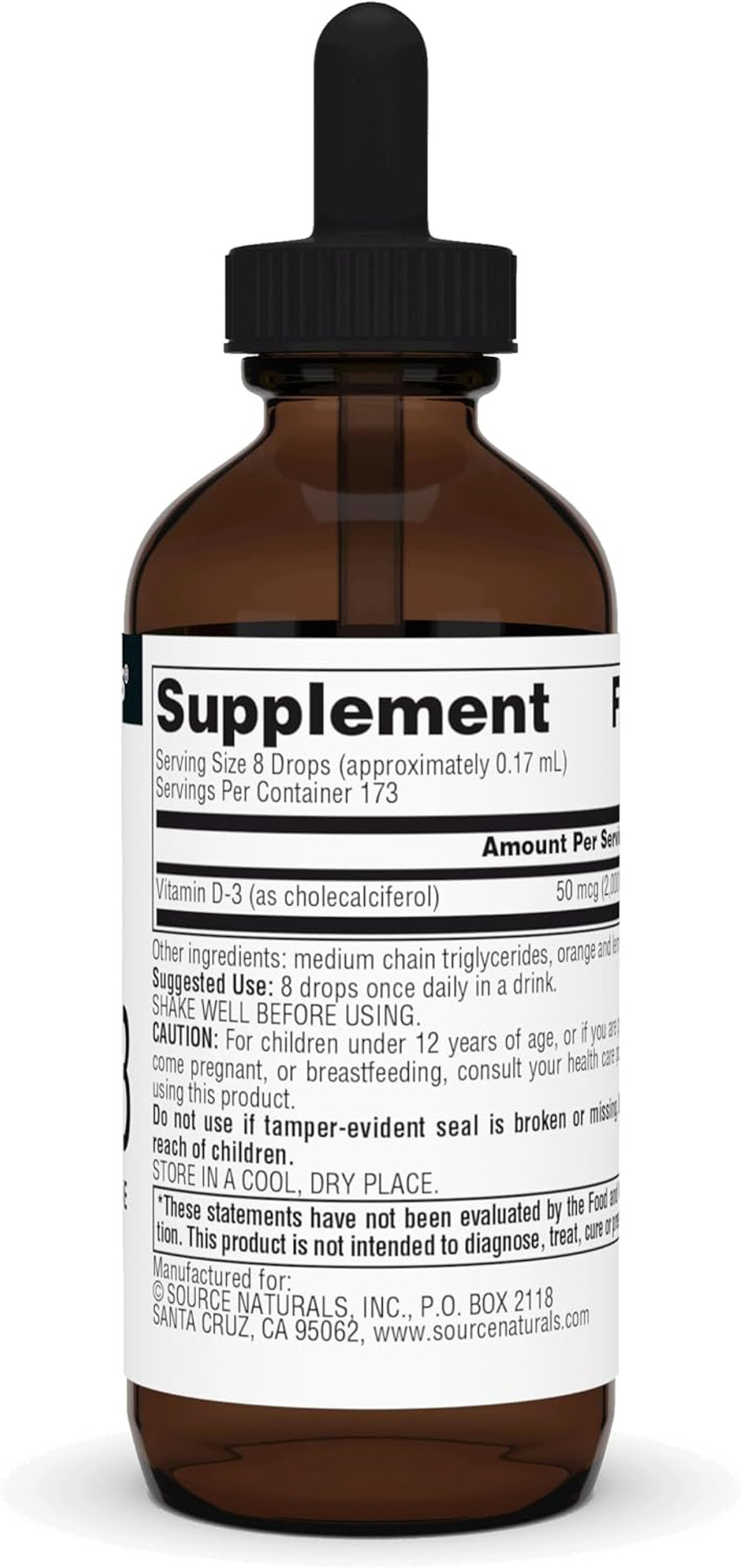 Source Naturals Vitamin D-3 Liquid Drops 2000 Iu Supports Bone & Immune Health* - 1 Fluid Oz
