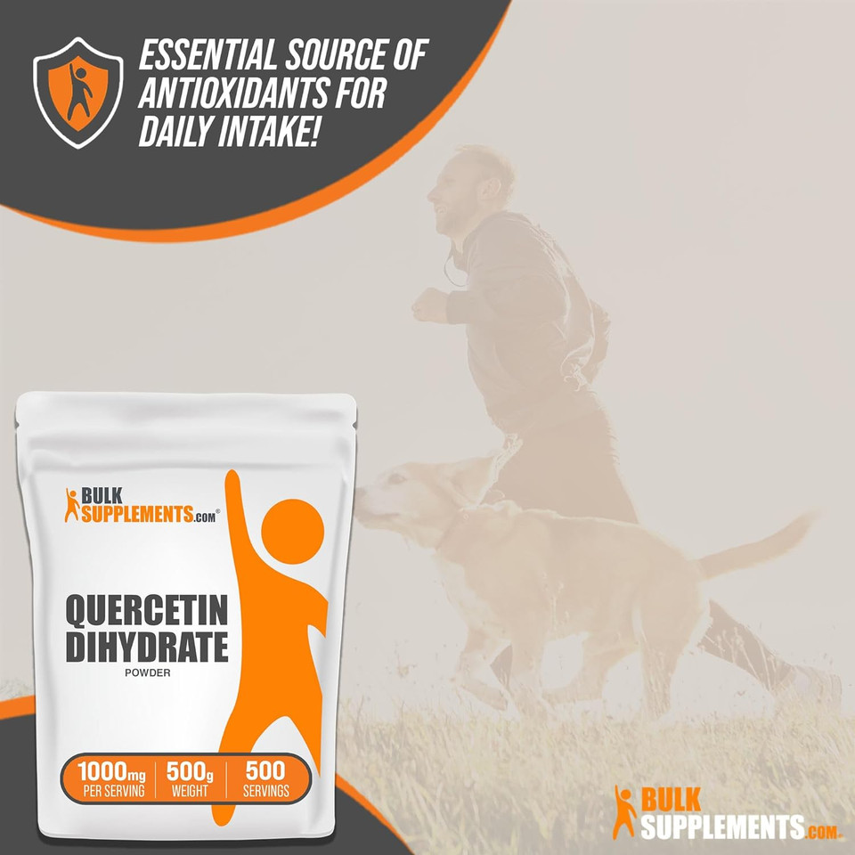 Bulksupplements.Com Quercetin Dihydrate Powder - Quercetin Supplements, Quercetin 1000Mg, Quercetin Powder - Antioxidants Supplement, Gluten Free, 1000Mg Per Serving, 500G (1.1 Lbs)