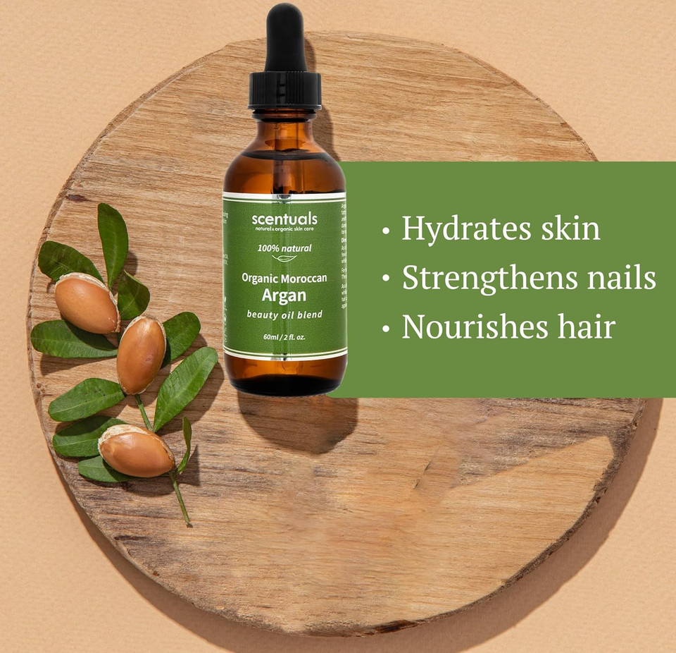 Scentuals Argan Beauty Oil Blend, All-In-One Skin, Hair & Nail Care, Pure Argan Oil Blend, Apricot Oil, Safflower Oil, Vitamin E Oil, Deep Hydration, Anti-Aging, Natural Skin Care,2 Fl.Oz | 60 Ml Scentuals Argan Beauty Oil Blend, All-In-One Skin, Hair & Nail Care, Pure Argan Oil Blend, Apricot Oil, Safflower Oil, Vitamin E Oil, Deep Hydration, Anti-Aging, Natural Skin Care,2 Fl.Oz | 60 Ml
