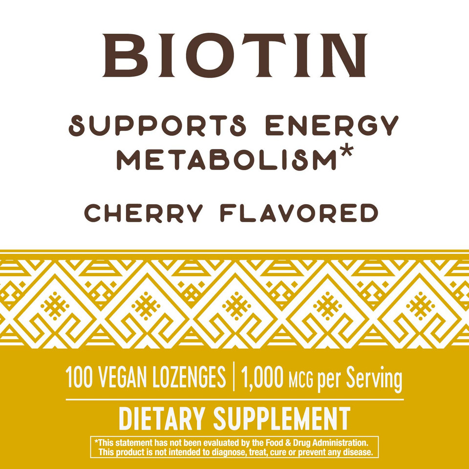 Nature'S Way Biotin, Supports Energy Metabolism*, 1,000Mcg Per Serving, 100 Lozenges