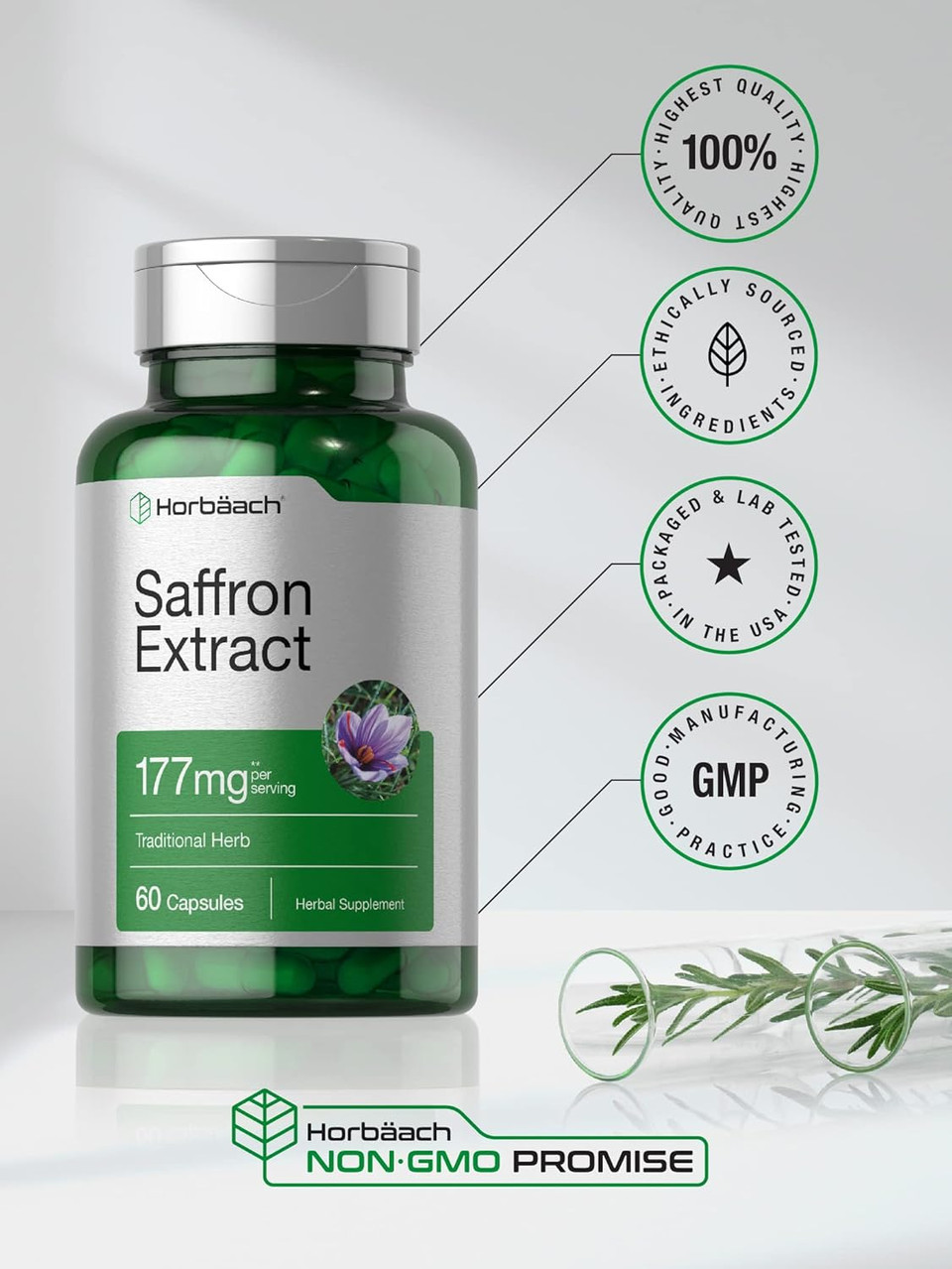 Horbã£Â¤Ach Saffron Extract Capsules 177 Mg 60 Count | Non-Gmo, Gluten Free Supplement