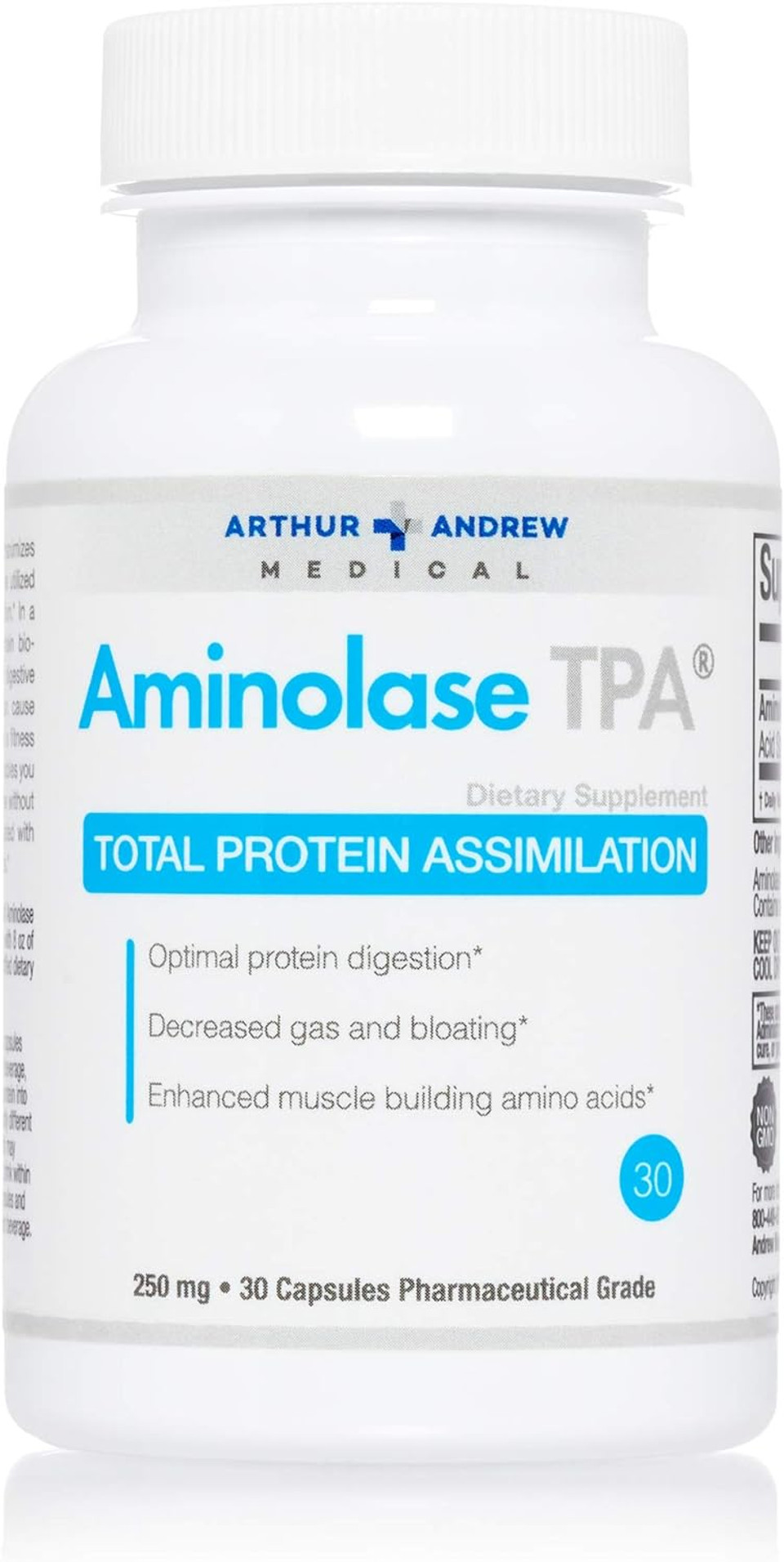 Arthur Andrew Medical - Aminolase Tpa, Total Protein Assimilation, Optimal Protein Absorption And Decreased Gas And Bloating, Vegan, Non-Gmo, 30 Capsules