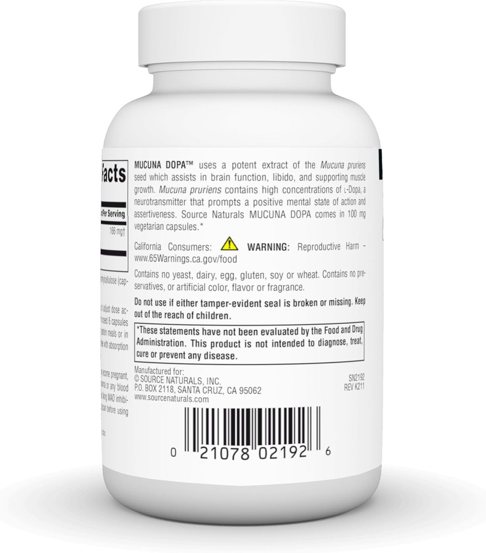 Source Naturals Mucuna Dopa, For Mood & Performance*, 100 Mg - 120 Vegetarian Capsules