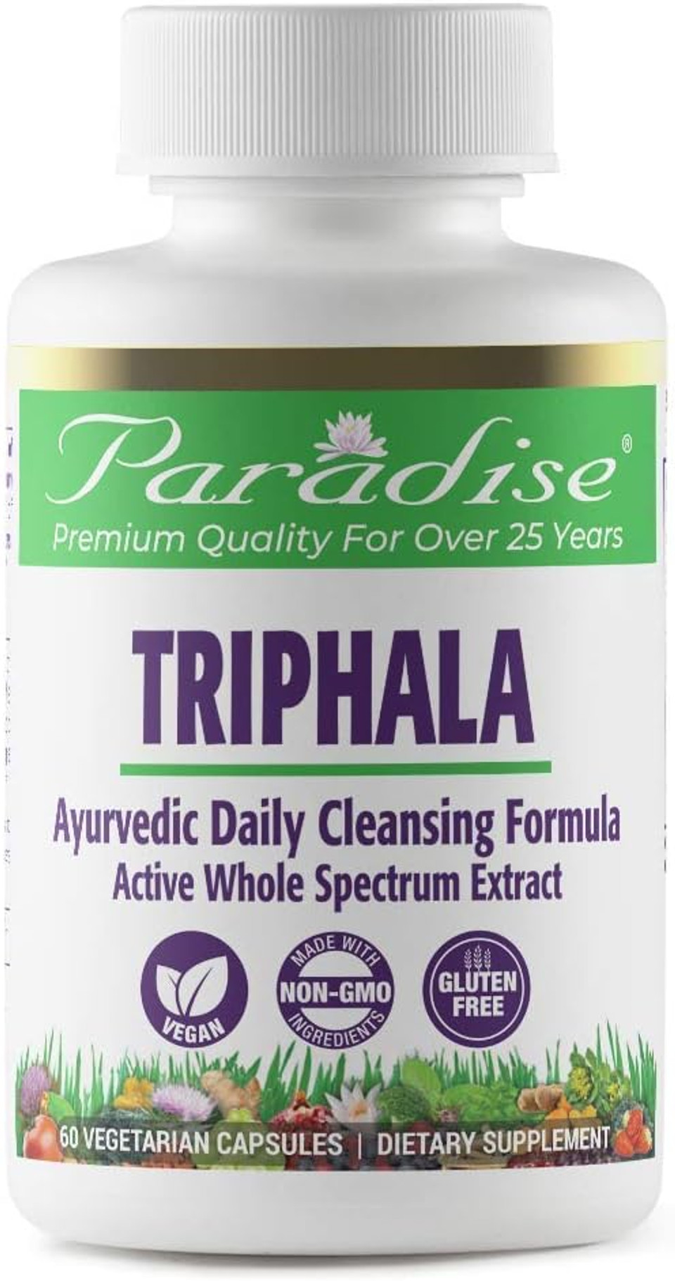 Paradise Herbs Triphala Extract, Super Potent, Ultra Pure, Vegan, Non Gmo, Gluten Free, 60 Vegetarian Capsules