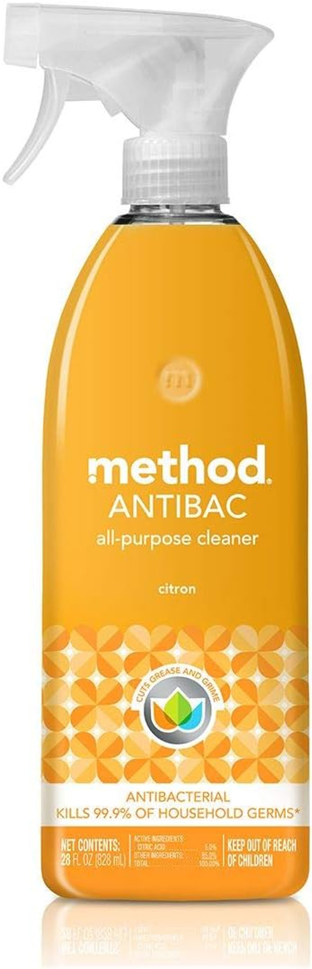 Method Antibacterial All-Purpose Cleaner Spray, Citron, Kills 99.9% Of Household Germs, 28 Fl Oz (Pack Of 8) Method Antibacterial All-Purpose Cleaner Spray, Citron, Kills 99.9% Of Household Germs, 28 Fl Oz (Pack Of 8)