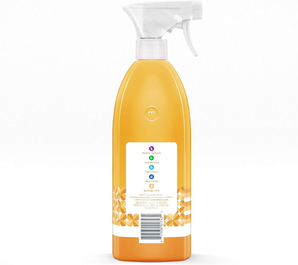 Method Antibacterial All-Purpose Cleaner Spray, Citron, Kills 99.9% Of Household Germs, 28 Fl Oz (Pack Of 8) Method Antibacterial All-Purpose Cleaner Spray, Citron, Kills 99.9% Of Household Germs, 28 Fl Oz (Pack Of 8)