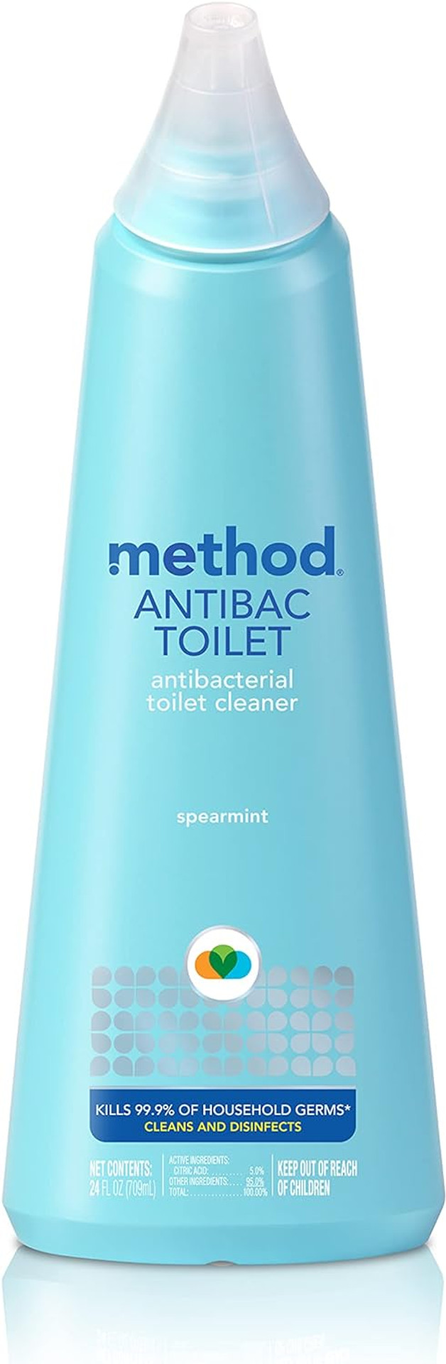Method Antibacterial Toilet Bowl Cleaner, Spearmint, Kills 99.9% Of Household Germs, 24 Fl Oz