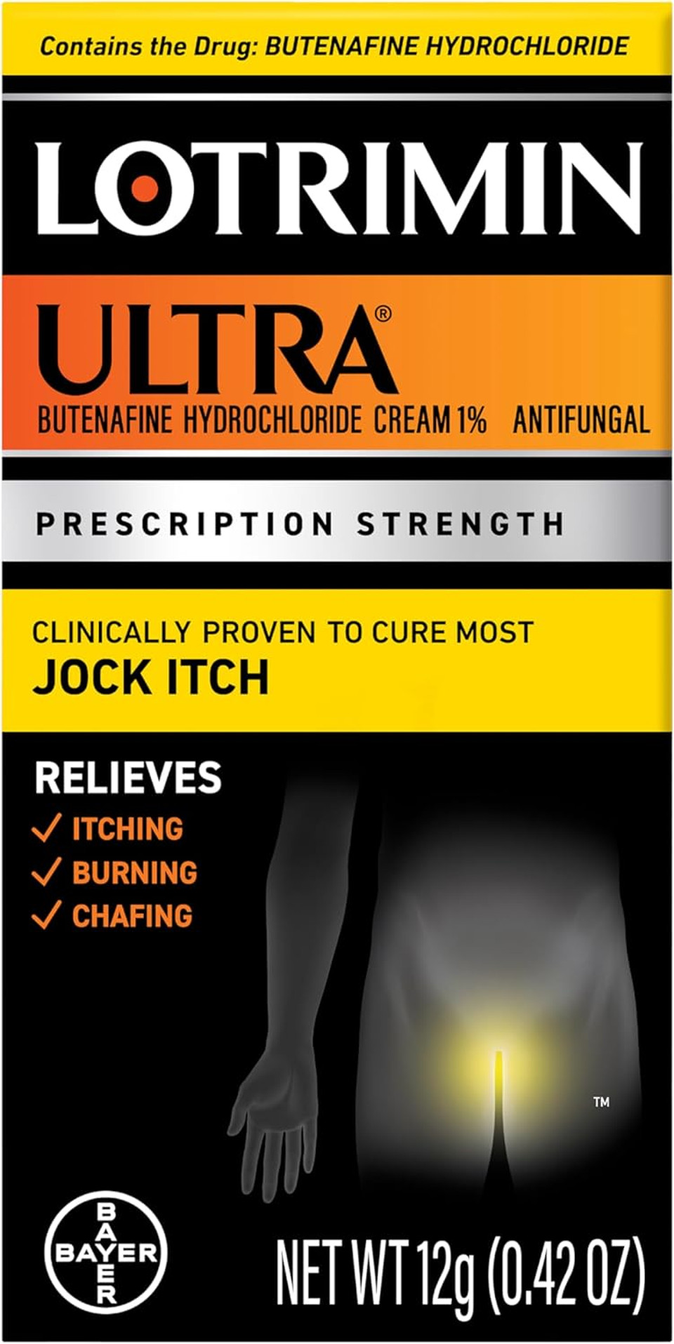 Lotrimin Ultra Antifungal Jock Itch Cream With Butenane Hydrochloride, Jock Itch Treatment For Men, Women, And Kids Over The Age Of 12, 1.1 Oz Tube