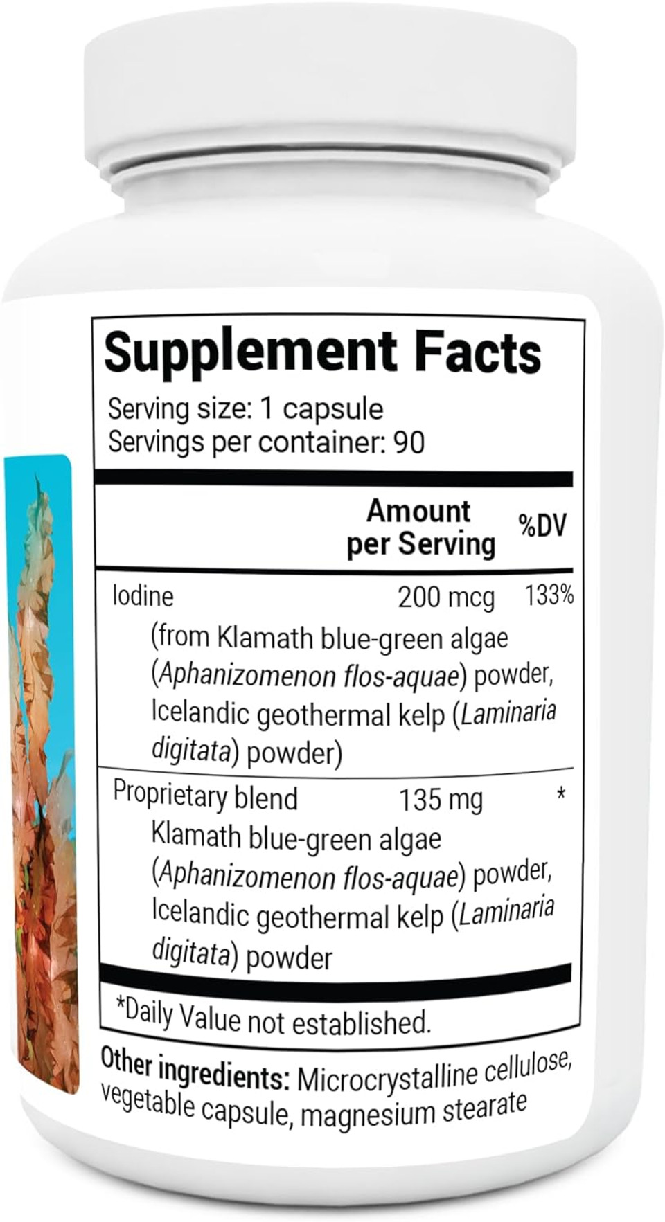 Dr. Berg Sea Kelp Enhanced - Thyroid Support Natural Antioxidants & Iodine Supplement W/Organic Sea Kelp & Blue-Green Algae - Immune System & Metabolism Support - Now Without Red Algae - 90 Capsules